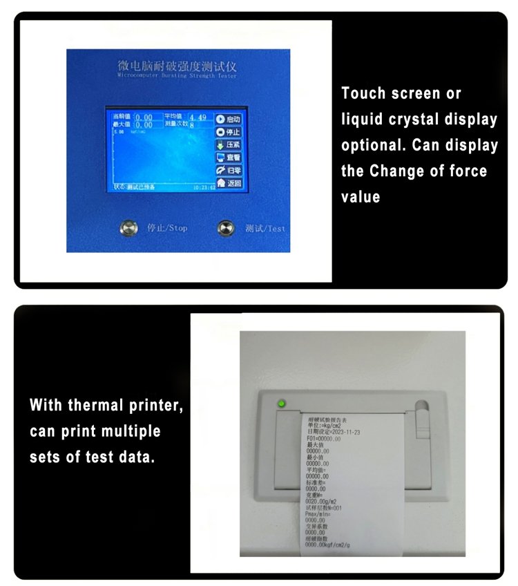 Touch Screen Automatic Paper Cardboard Rupture Strength Tester (RT-406A ...